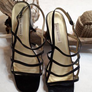 Ann Marino Black Strappy Leather Sandals